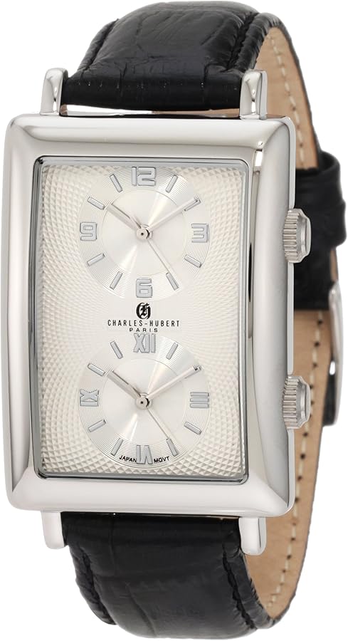 Charles-Hubert, Paris Men's 3854-W Premium Collection Stainless Steel Dual-Time Watch