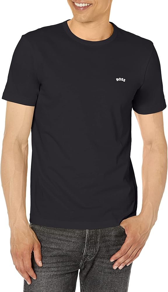 BOSS Men's Contrast Curve Logo Short-Sleeve Cotton T-Shirt