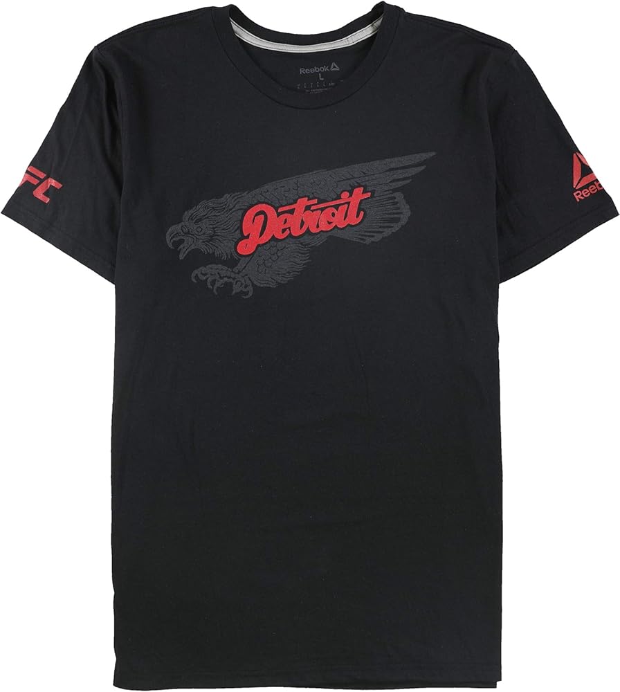 Reebok Mens Detroit Graphic T-Shirt, Black, Medium