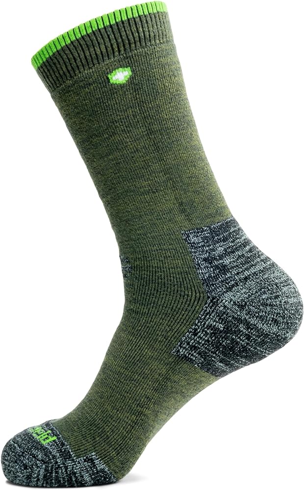 Heavyweight Hiking Walking Socks, Stretchy and Comfortable Crew Socks with Padding and Tick Protection