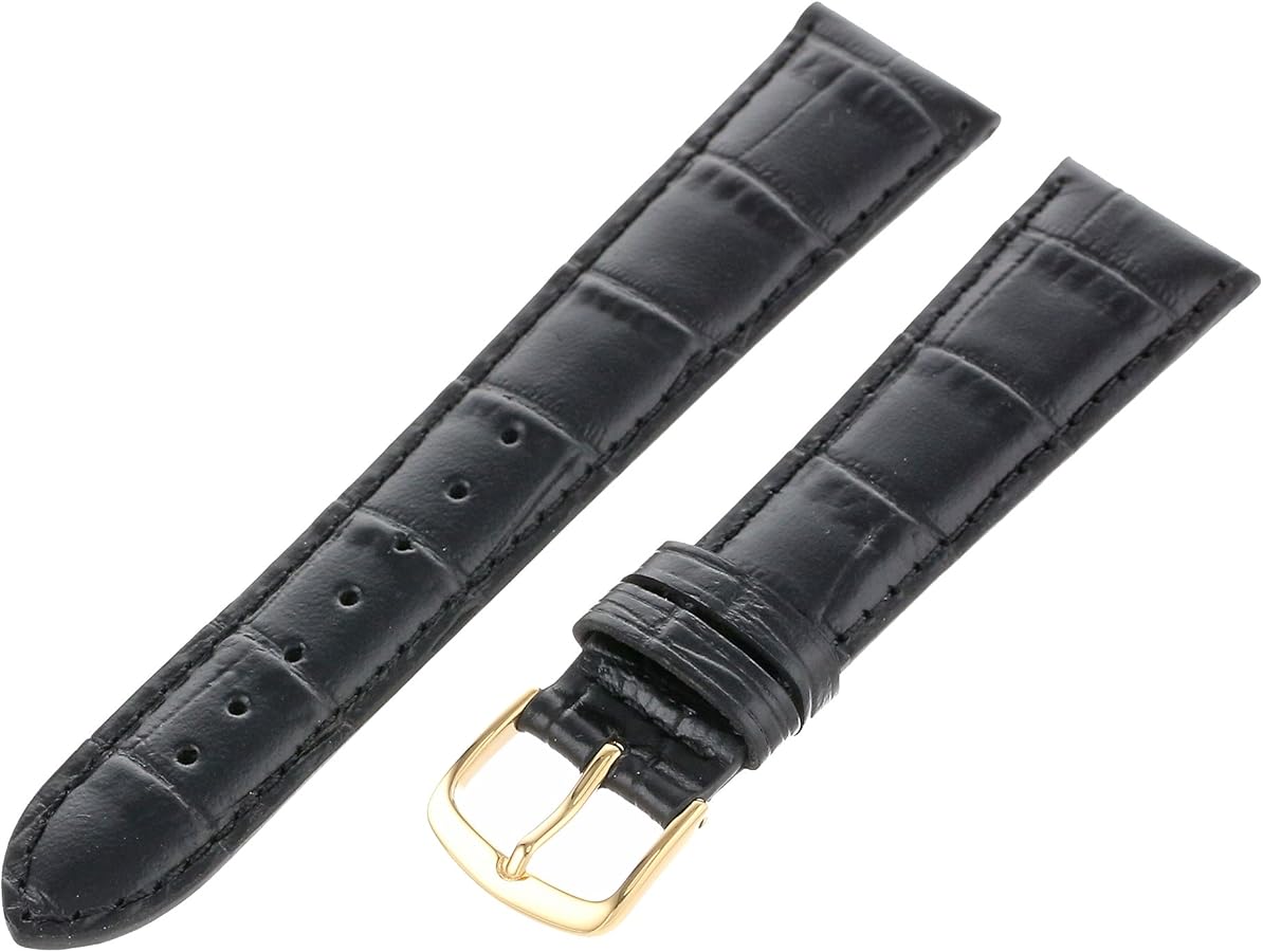 Hadley-Roma Men's MSM835RA-180 18-mm Black Genuine Italian Calfskin Leather Watch Strap