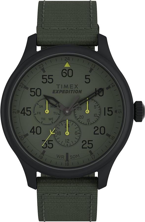 Timex Men's Expedition Field 43mm Watch - Brown Strap Black Dial Gunmetal Case