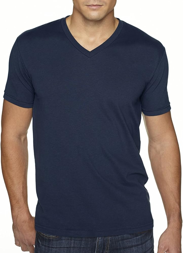 Next Level Men's Premium Sueded Short Sleeve V-Neck T-Shirt, M, MIDNIGHT NAVY