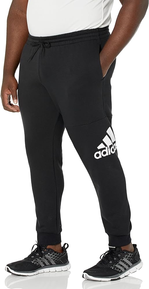 adidas Men's Essentials Fleece Tapered Cuffed Big Logo Pants