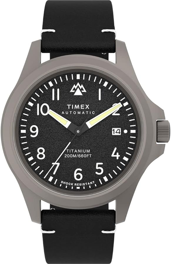 Timex Men's Expedition North Titanium Automatic 41mm Watch - Black Strap Black Dial Titanium Case