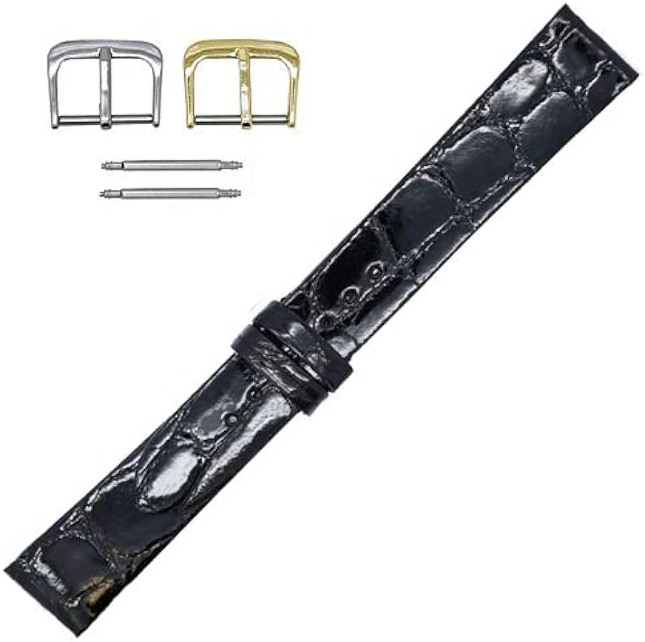 Made in the USA - Genuine Alligator Watch Band - American Factory Direct - Flat Unstitched - Gold and Silver Buckles Included