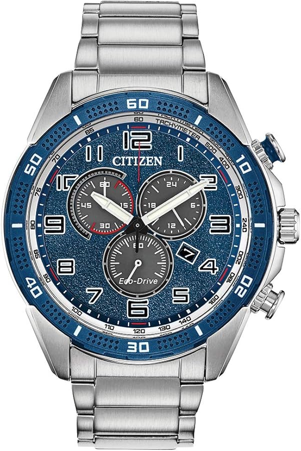 Citizen Eco-Drive Weekender Chronograph Mens Watch, Stainless Steel, Silver-Tone (Model: AT2440-51L)