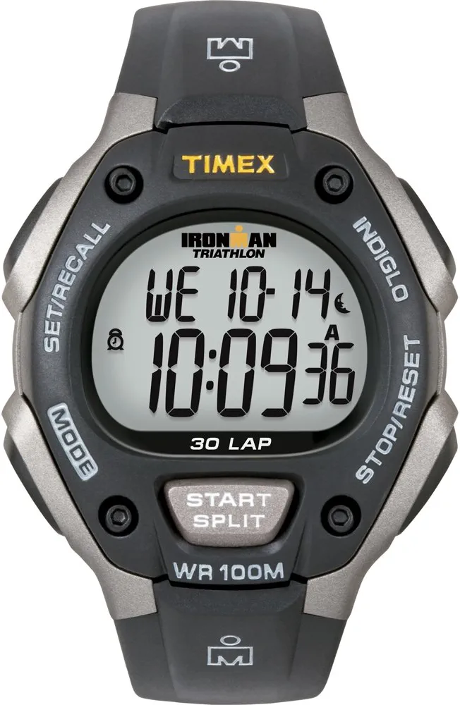 Timex T5E901 Ironman Digital Chronograph Triathlon Watch for Men - Gray & Black