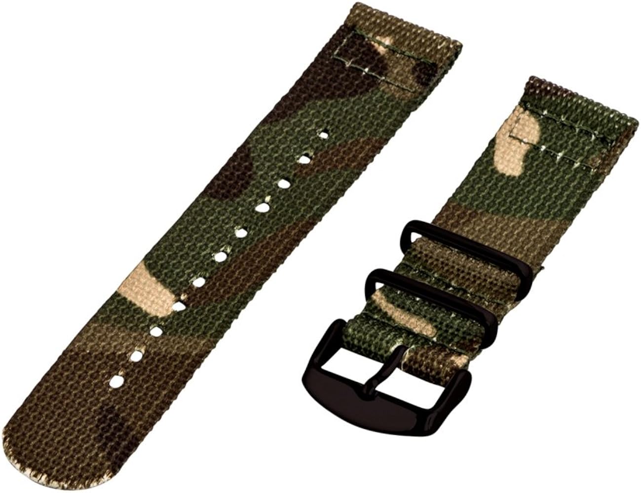 Clockwork Synergy - 24mm 2 Piece Classic Nato PVD Nylon Army Camo Replacement Watch Strap Band