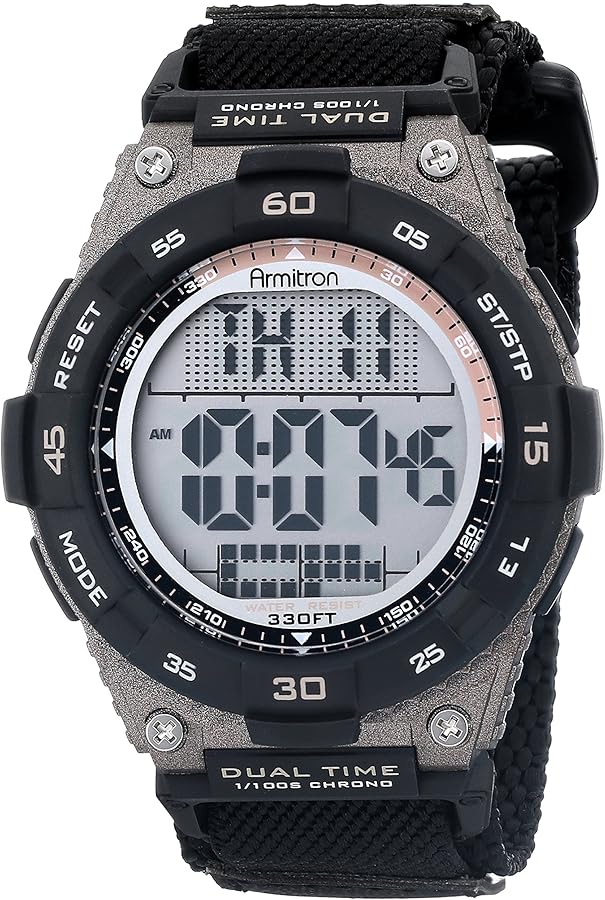 Armitron Sport Men's 40/8330BLK Brown Accented Digital Chronograph Black Nylon Strap Watch