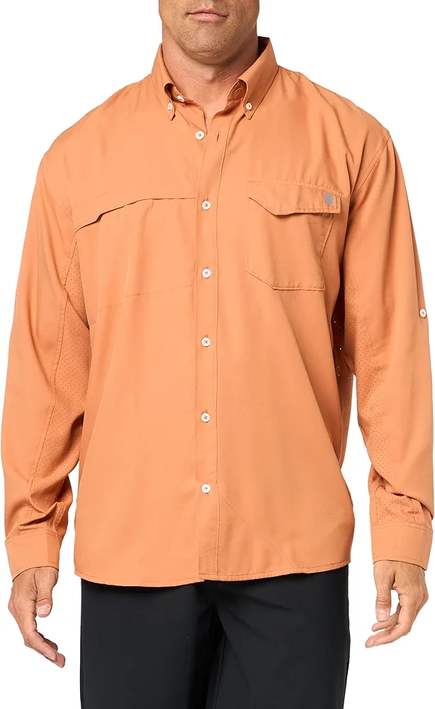 HUK Men's Tide Point Solid Long Sleeve Shirt, Button