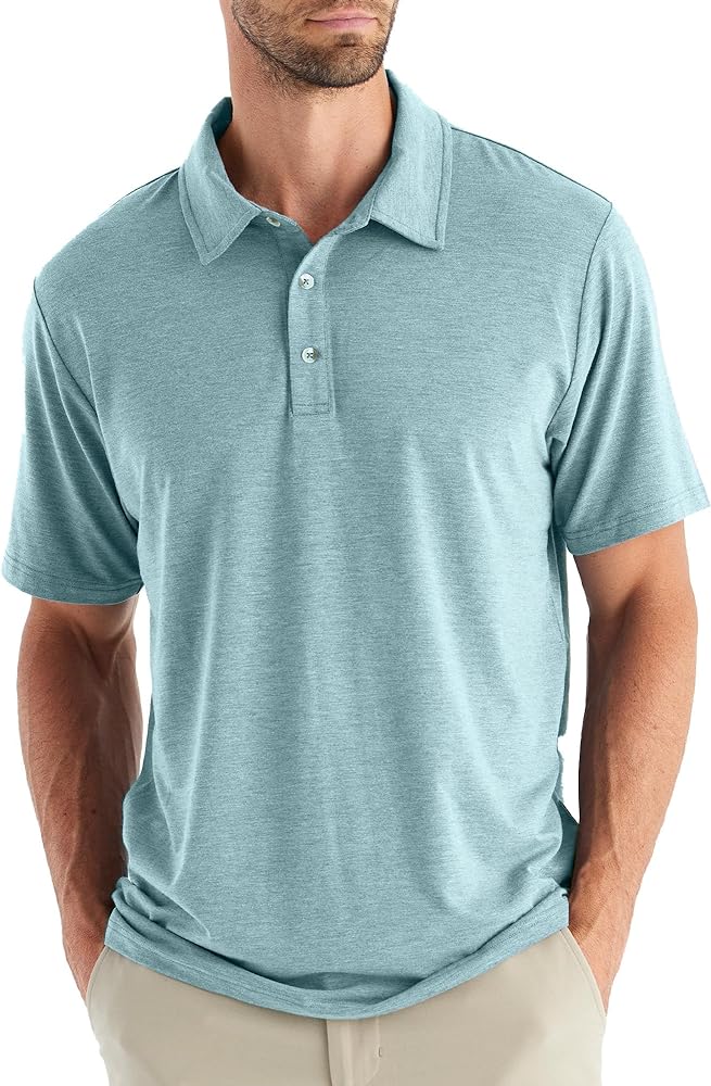 Free Fly Men's Flex Polo - Premium Weight Bamboo Viscose Stretch Fabric Polo Shirt with Sun Protection UPF 50+