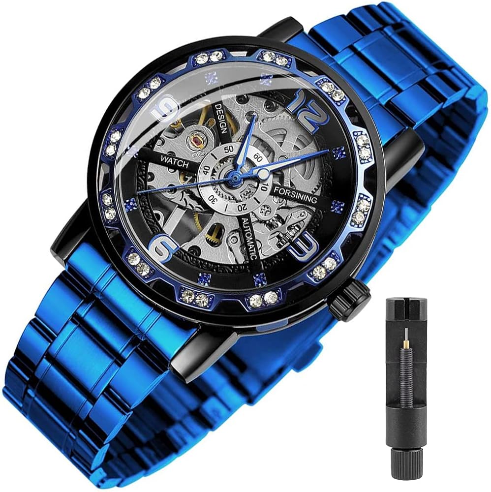 Transparent Fashion Diamond Luminous Gear Movement Royal Design Men Top Brand Luxury Male Mechanical Skeleton Wrist Watch