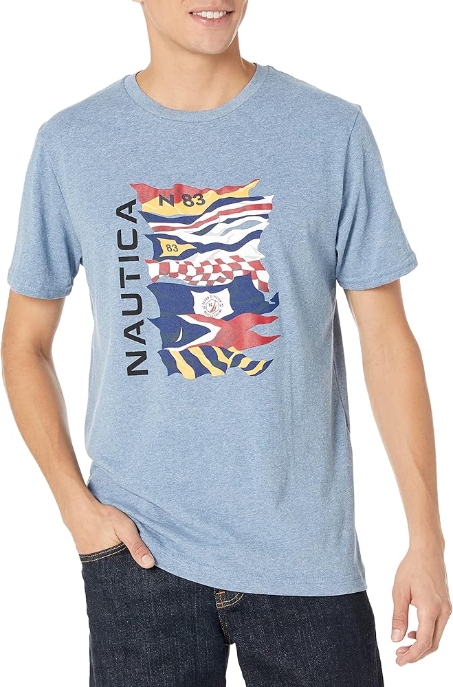 Nautica Men's Sustainably Crafted Flags Graphic T-Shirt