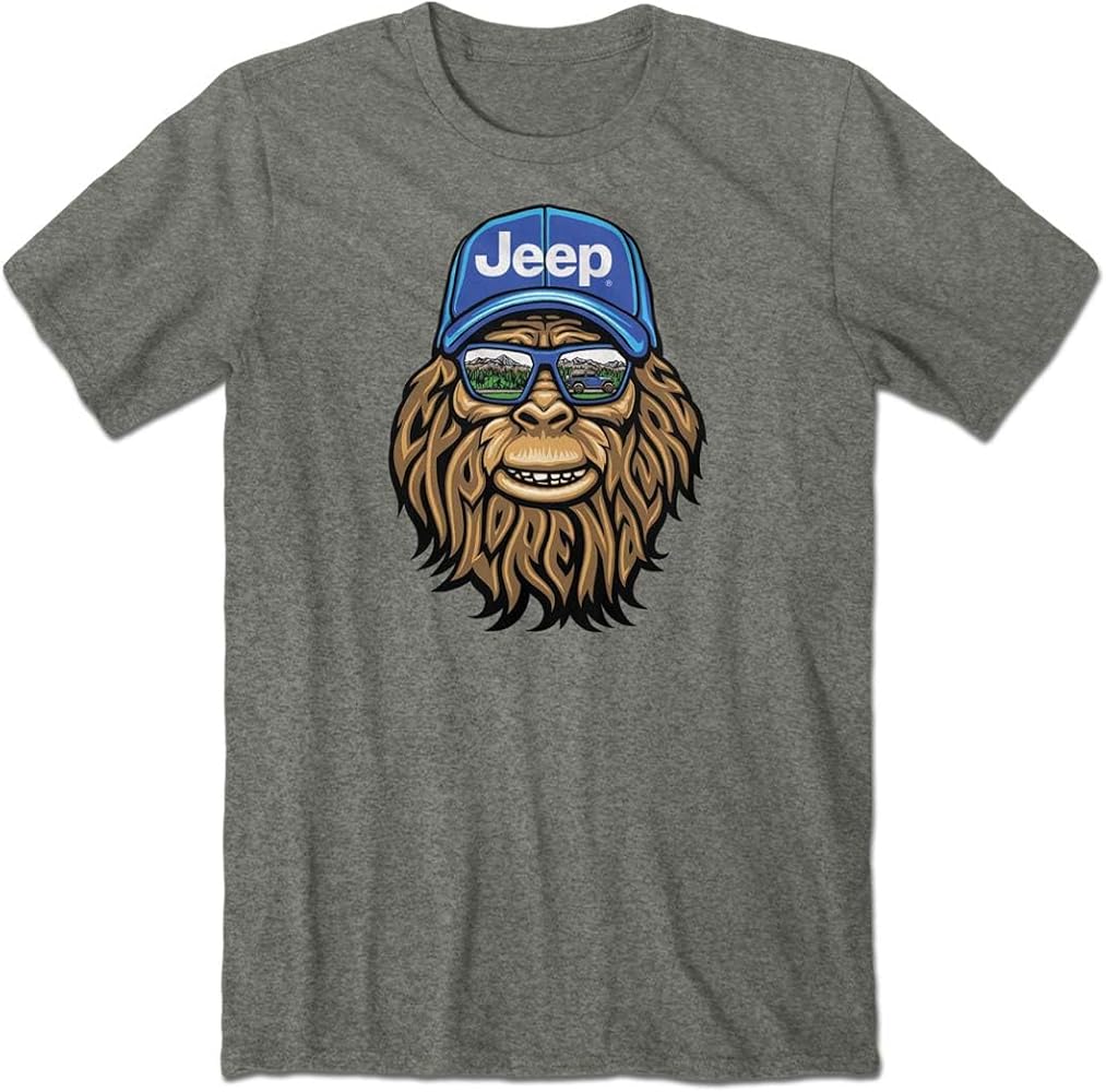 Jeep - Nature Squatch T-Shirt, Gray | Sasquatch Explore Nature Design | 50% Cotton / 50% Polyester