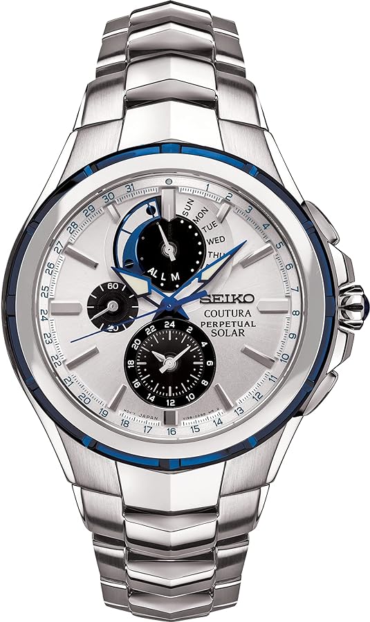 SEIKO Watch for Men - Coutura Collection - Light-Powered, Perpetual Calendar, and 100m Water Resistant