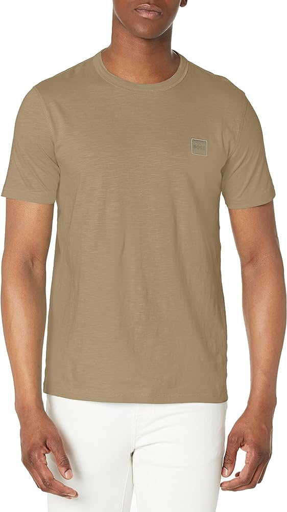 BOSS Men's Slub Jersey T-Shirt with Tonal Patch Logo