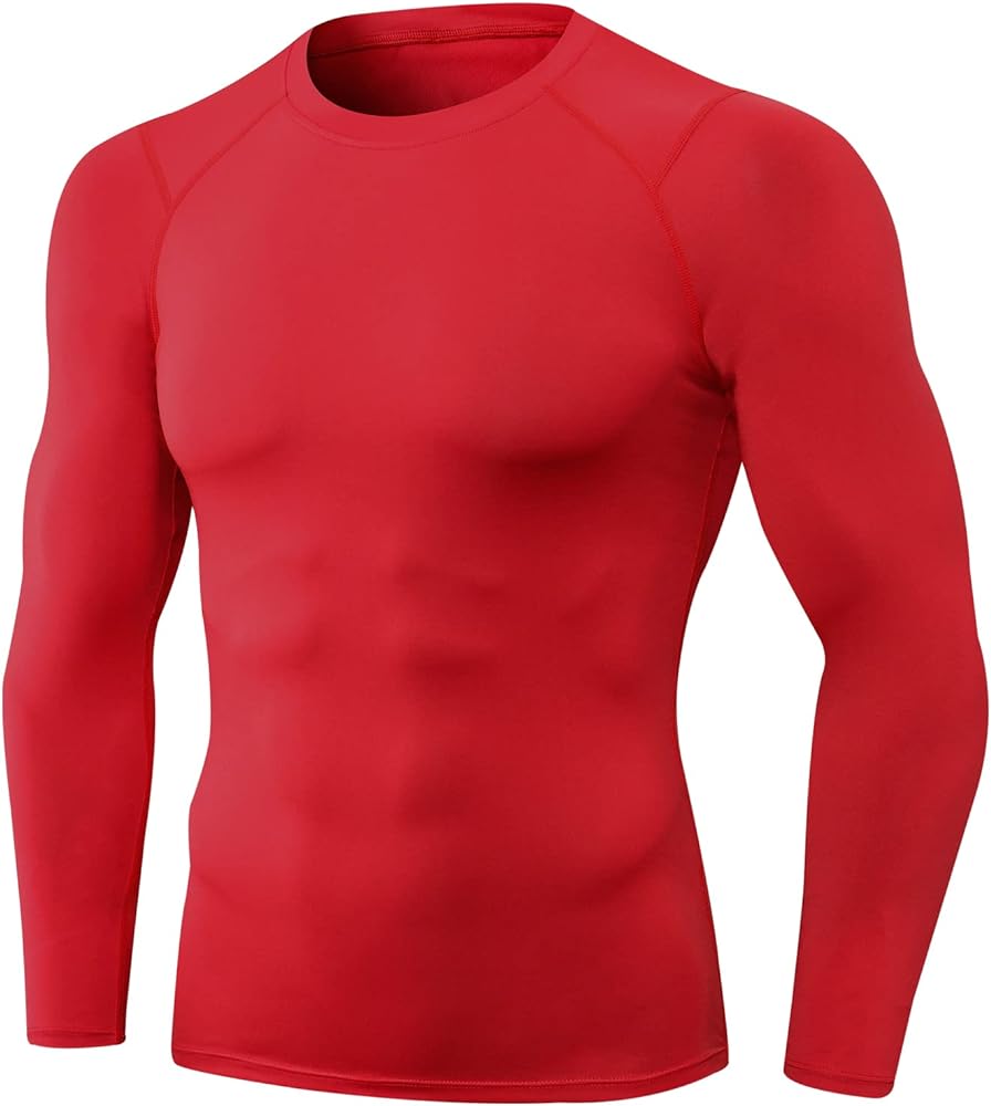 Men's Compression Shirt Long Sleeve Athletic Workout T-Shirts Top Active Sport Baselayer Undershirt Gear Shirt Dry Fit