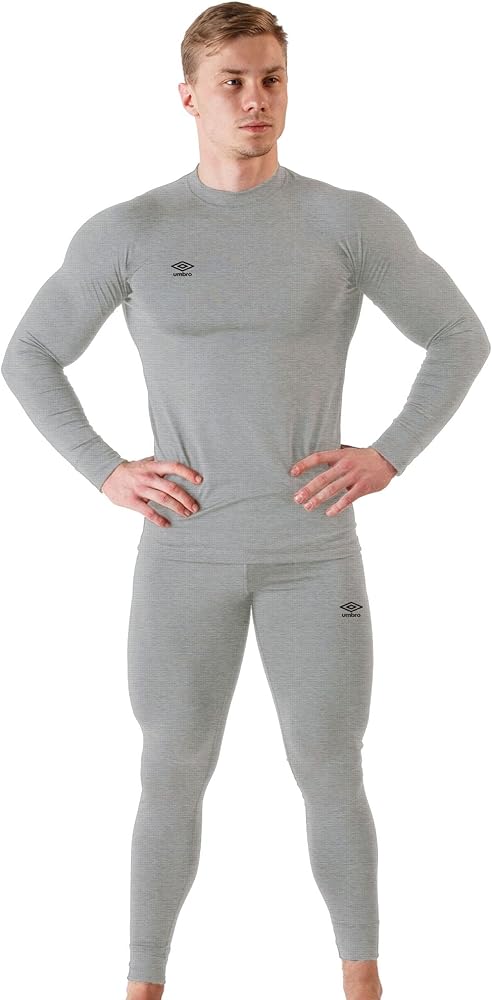 Umbro Mens Thermal Underwear Set - Warm Mens Thermal Shirt & Long Johns - Cold Weather Undershirt - Insulated Winter Pajama