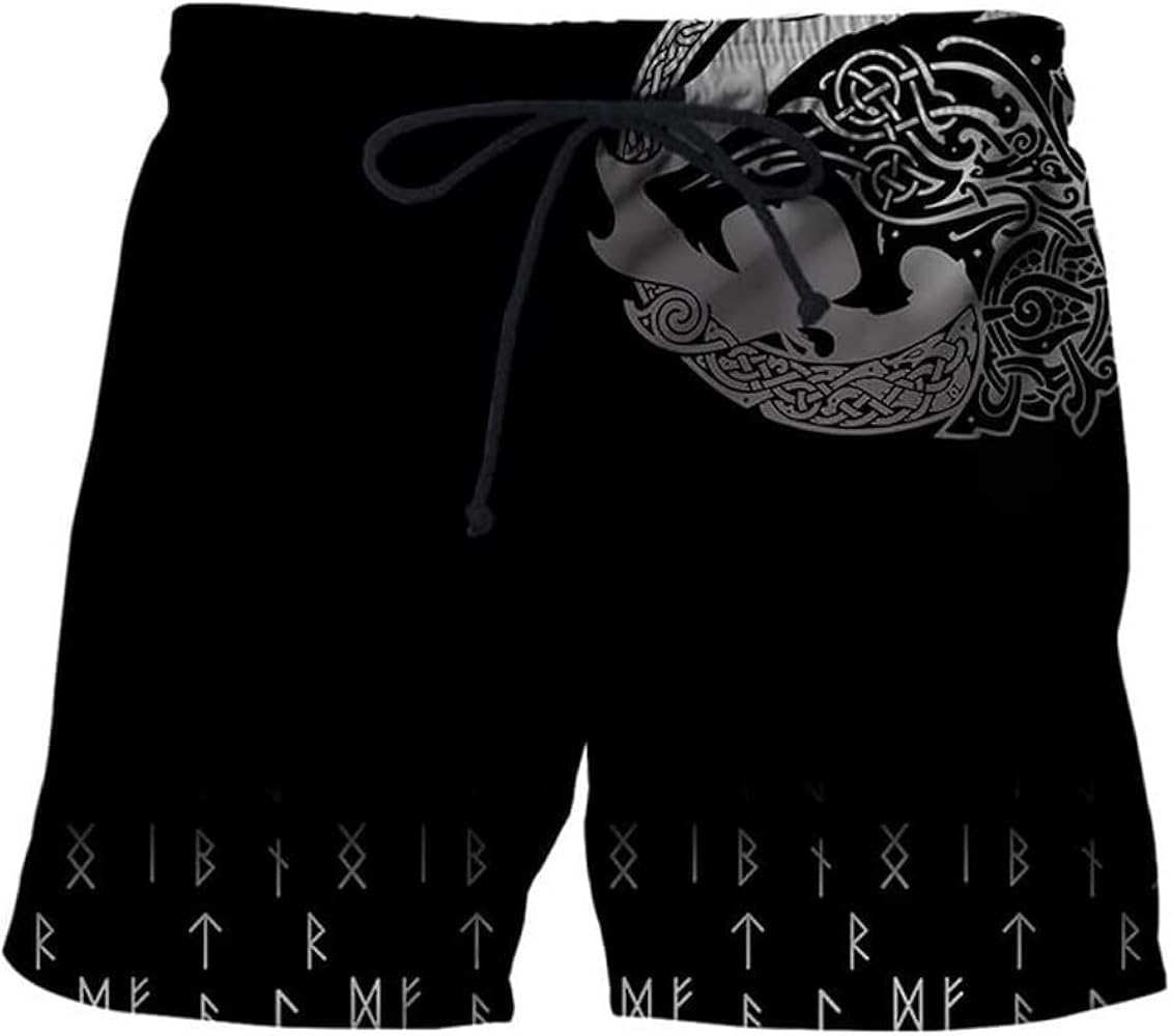 Viking Beach Shorts Norse Myth Fenrir Wolf Totem Swimming Trunks Casual Exercise Shorts Quick Dry Gym Athletic Shorts