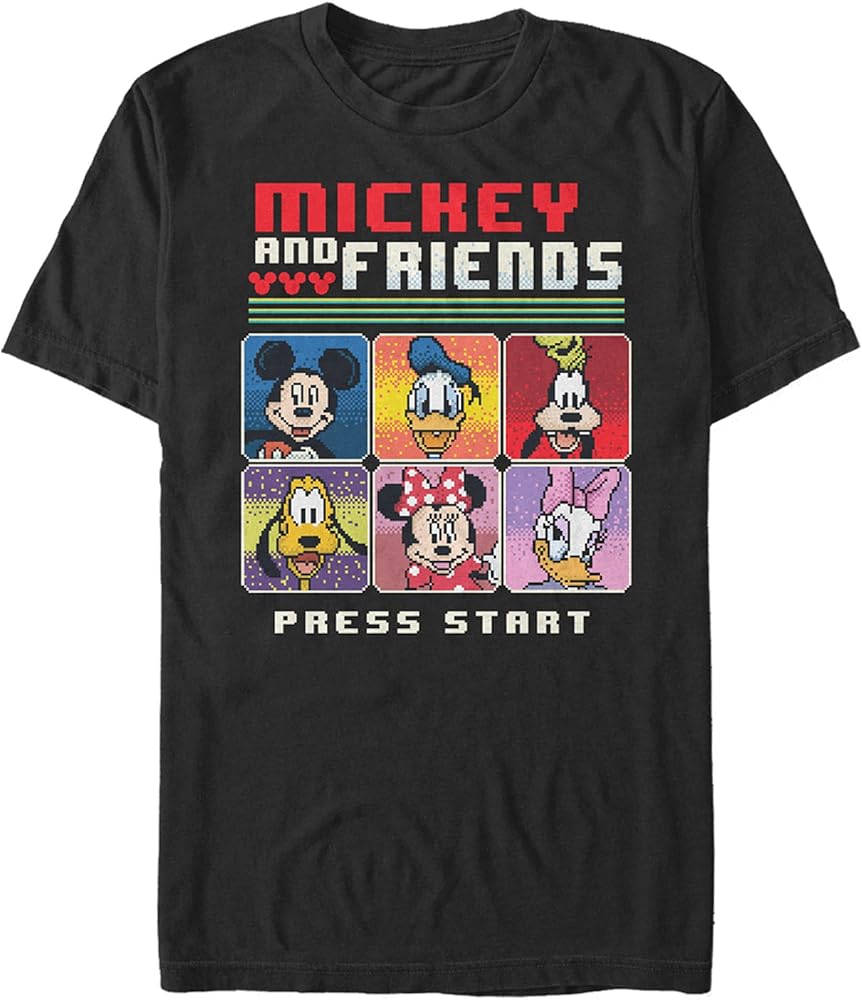 Disney Big & Tall Classic Mickey Pixel Friends Men's Tops Short Sleeve Tee Shirt