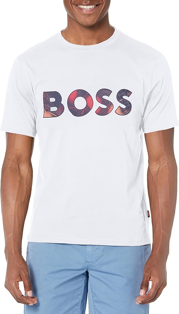 BOSS Men's Splatter Print Logo Cotton Short-Sleeve T-Shirt