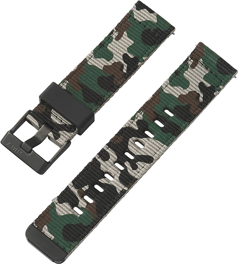 Timex 22mm Fabric Quick-Release Strap – Black Winter Camo with Black Buckle