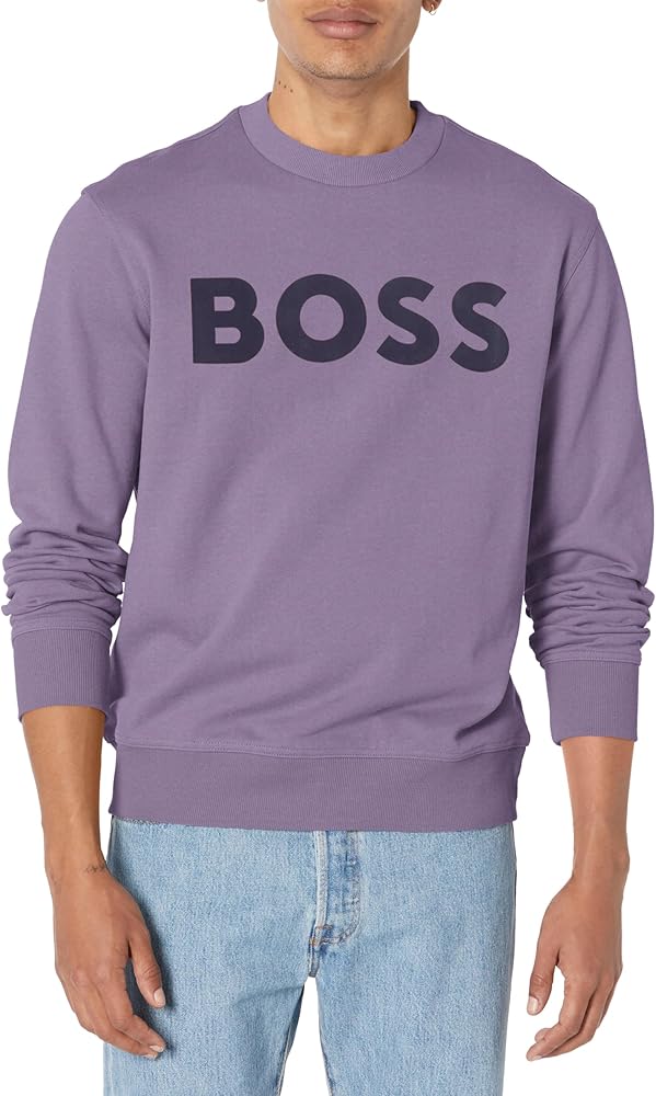 BOSS Men's Bold Logo French Terry Crew Neck Sweatshirt