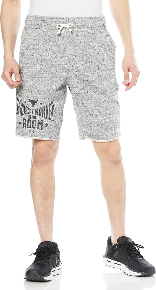 Under Armour Mens UA Project Rock Terry Fleece Shorts Medium Gray 1370459-112