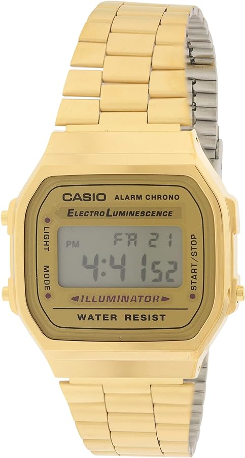 Casio A168WG-9 Men's Vintage Gold Metal Band Illuminator Chronograph Alarm Watch