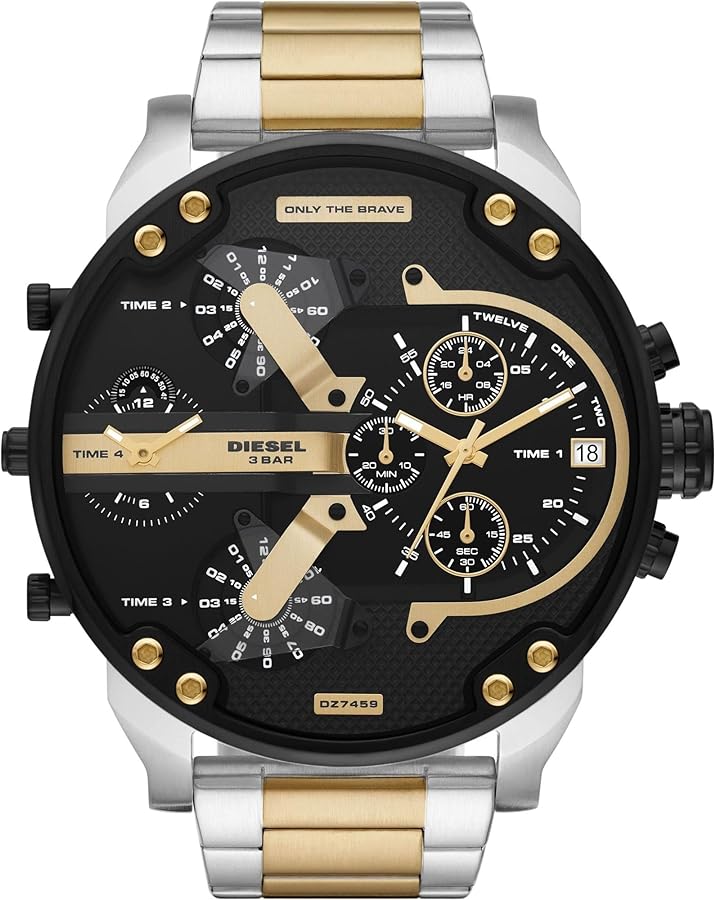 Diesel Mr. Daddy 2.0 Men's Watch with Oversized Chronograph Watch Dial and Stainless Steel, Silicone or Leather Band