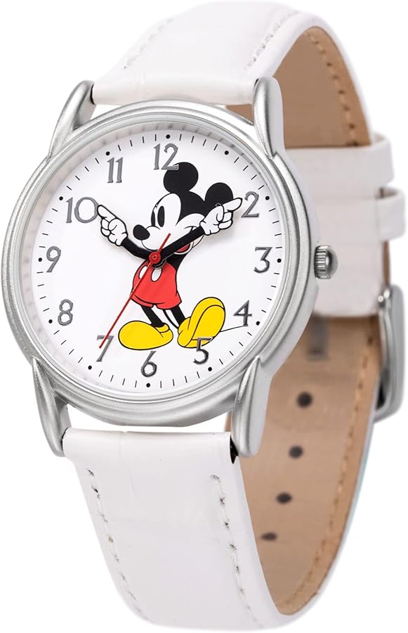 Disney Mickey Mouse Adult Classic Cardiff Articulating Hands Analog Quartz Leather Strap Watch