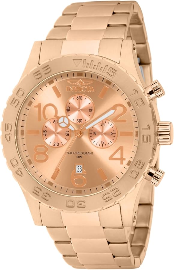 Invicta Men's 1271 Specialty Chronograph Rose Dial 18k Rose Gold Ion-Plated Watch