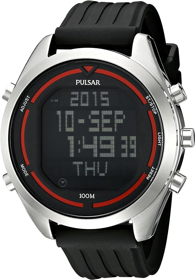 Pulsar Men's PQ2045 Digital Digital Display Japanese Quartz Black Watch