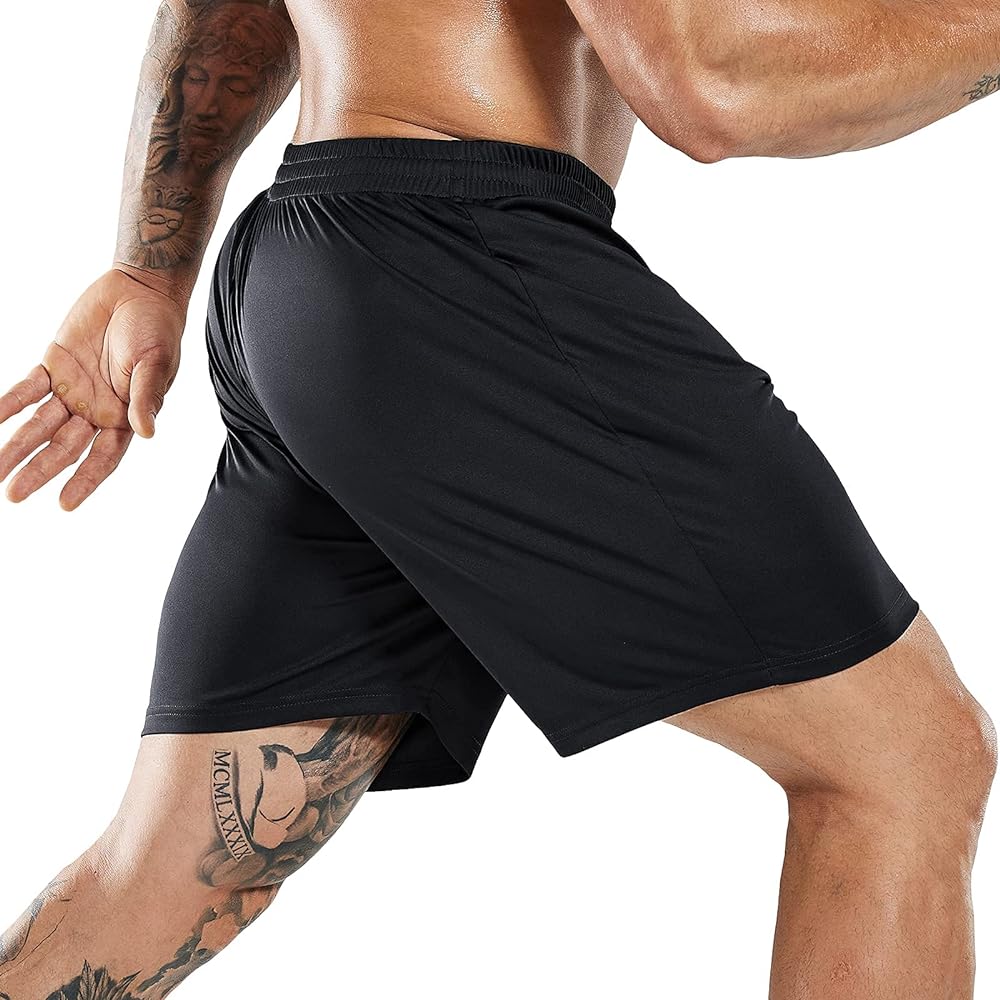 MIER Men's Quick-Dry Athletic/Soccer/Basketball Shorts Without Pockets No Liner Running Workout Training Active Shorts