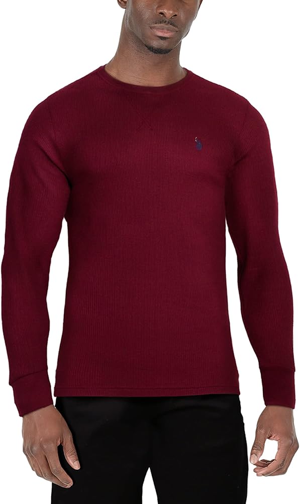 U.S. Polo Assn. Men's Thermal Shirt - Long Sleeve Waffle Knit Top, Size Large, Rhubarb Red