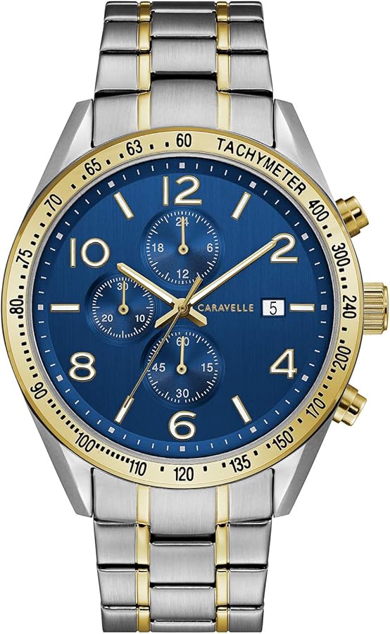 Caravelle by Bulova Sport Chronograph Mens Stainless Steel, Luminous, 44mm