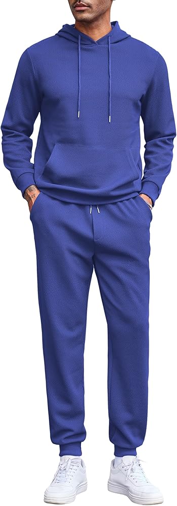 COOFANDY Men's Tracksuits 2 Pieces Waffle Hoodies Sweatsuit Sets Sports Jogging Suit Set