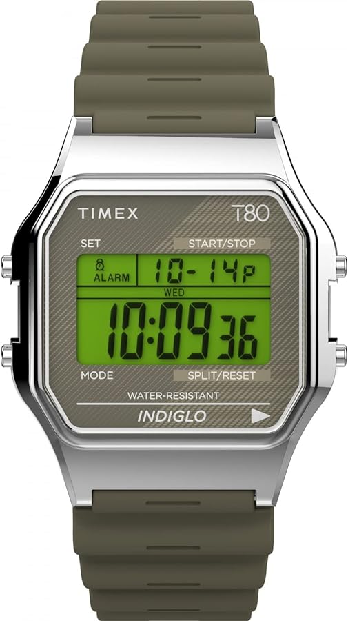 Timex Men's Digital Watch with a Plastic Strap T80