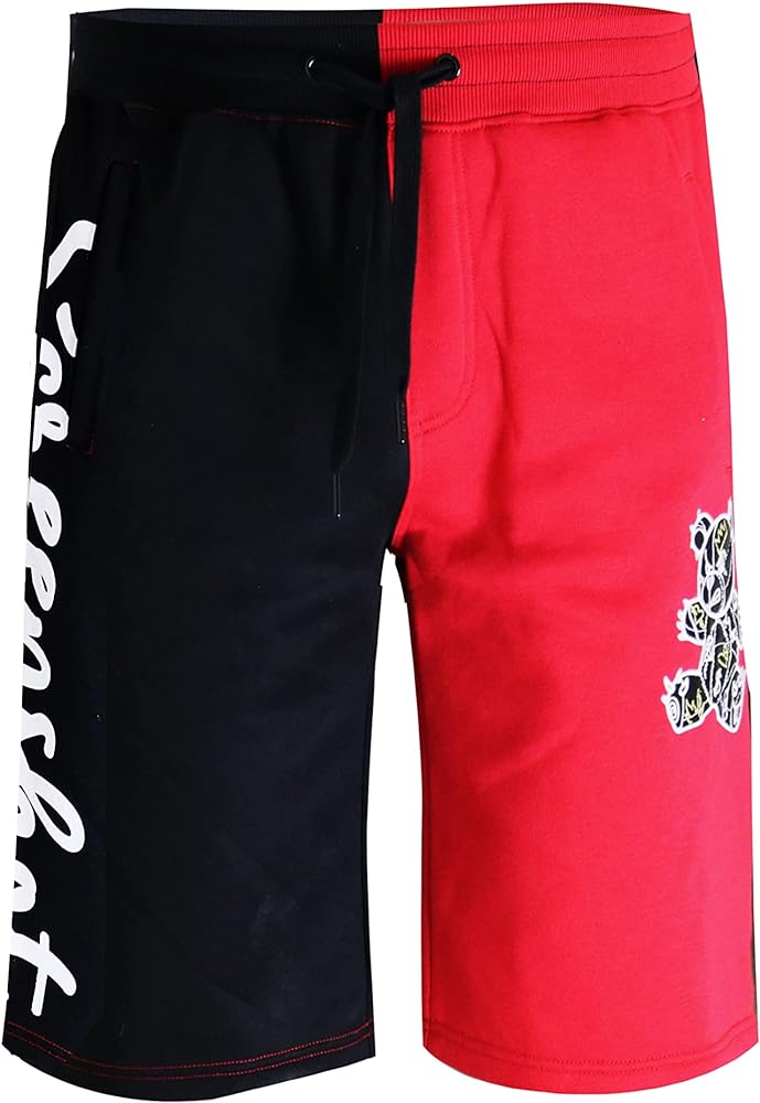 SCREENSHOT Mens Hip Hop Premium Classic Fit Urban Fleece Shorts - Street Fashion Sweatshorts Ribbed Wasteband with Drawstring