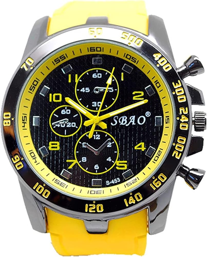 Men Wrist Watch - SBAO Stainless Steel Luxury Sport Analog Quartz Modern Men Fashion Wrist Watch Yellow