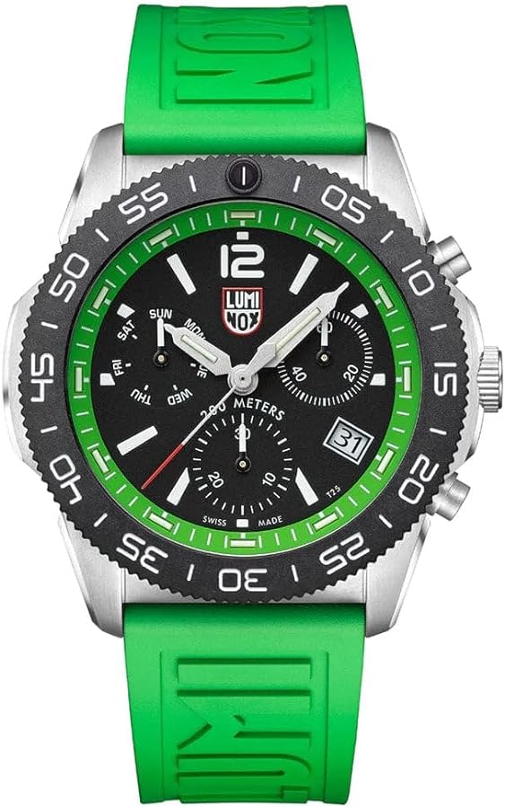 Luminox Mens Black Dial Green Rubber Band Ronda Z60 Watch