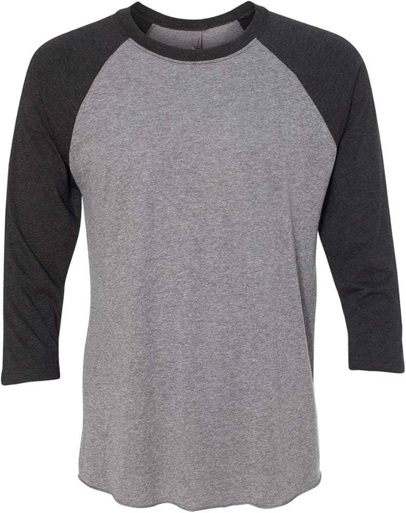 Next Level Tri-Blend 3/4 Raglan Tee, Vintage Black/ Premium Heather, XX-Large