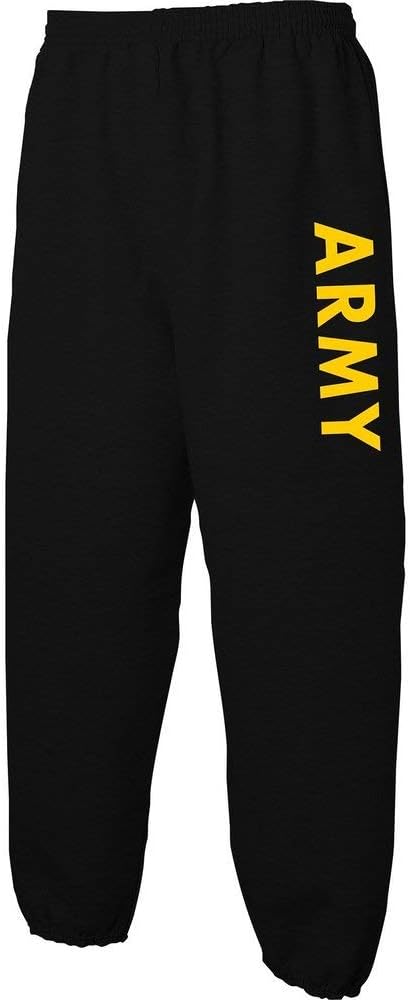 Black Army Sweat Pants with Gold Print