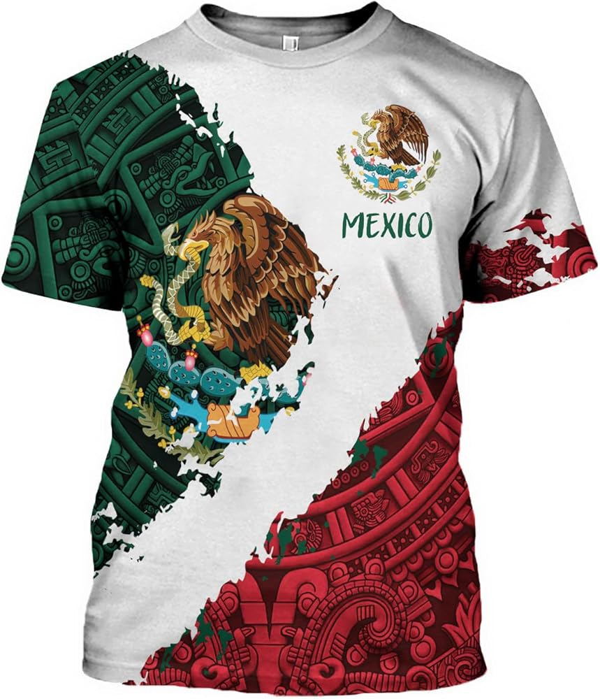 Aztec Mexican Shirts Short Sleeves Summer Mexico Shirt Mexico Jersey Unisex 3D Shirts