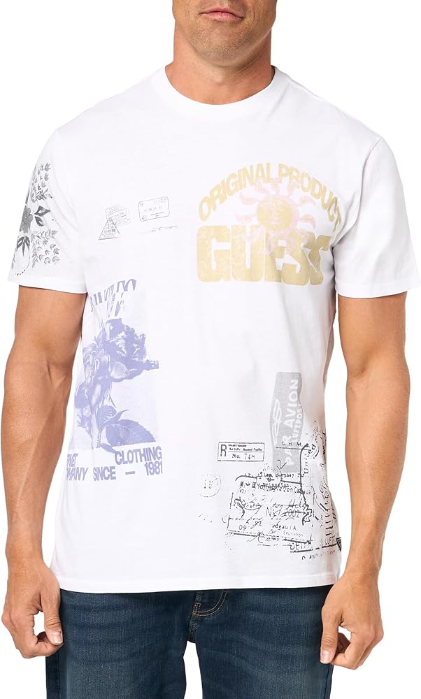 GUESS Men's Eco Faded Stamp Short Sleeve Tee