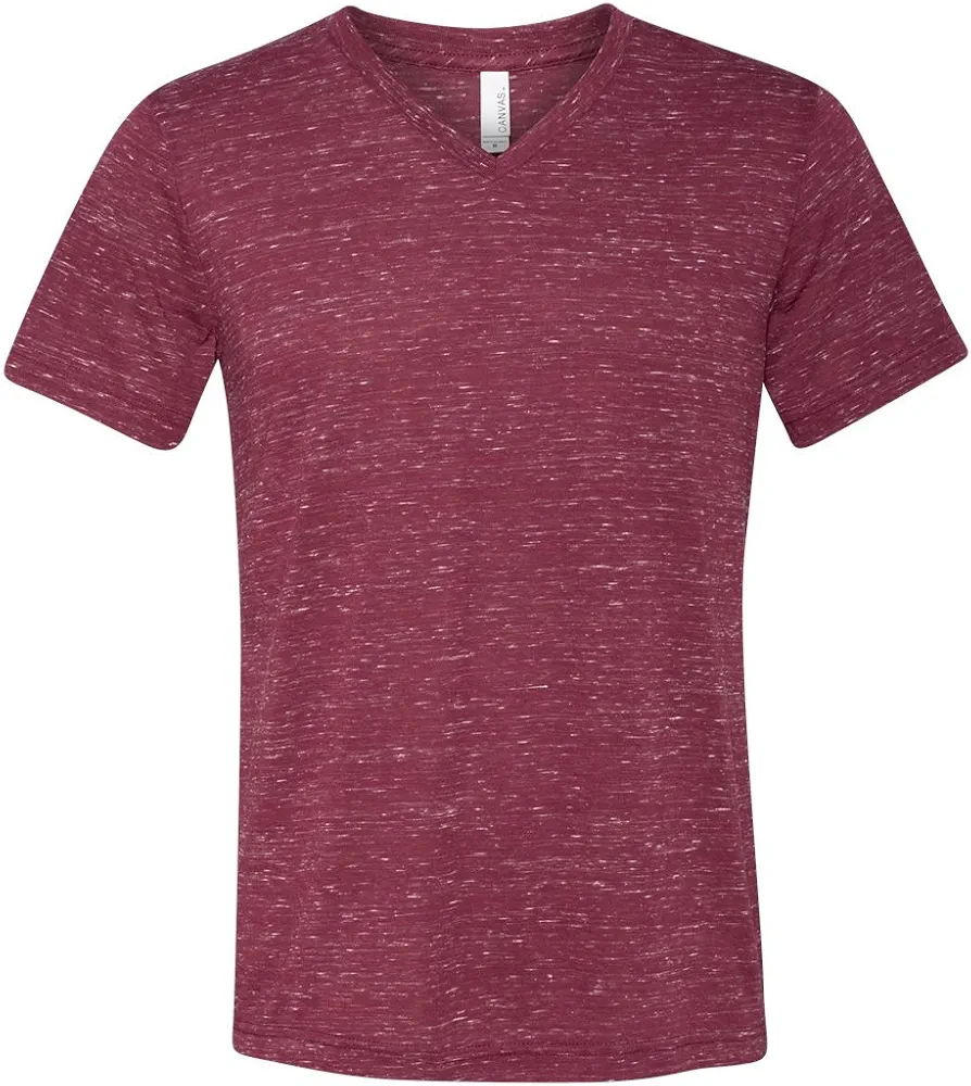 Bella + Canvas Unisex Jersey Short-Sleeve V-Neck T-Shirt M MAROON MARBLE