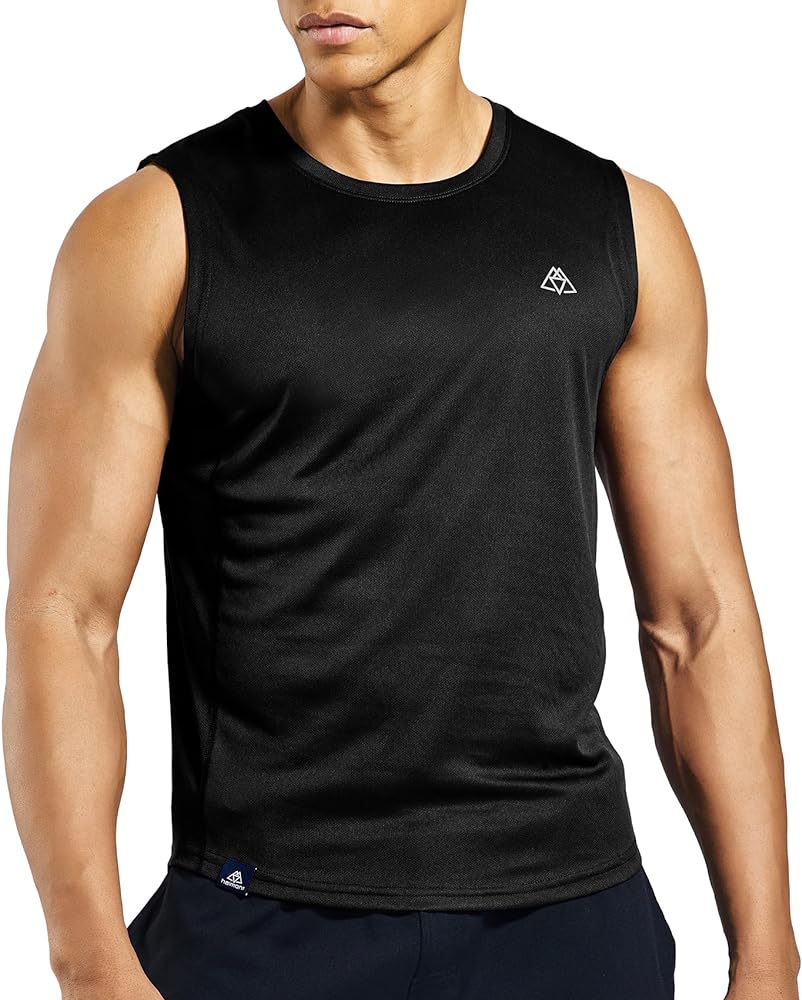 Haimont Men's Workout Sleeveless Shirts Quick Dry Muscle Tank Top Recycled Polyester Athletic Gym Running Tees