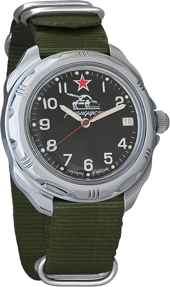 Vostok Komandirskie Classic Mens Mechanical Hand-Winding Military Wrist Watch #306 (Green: 211306)