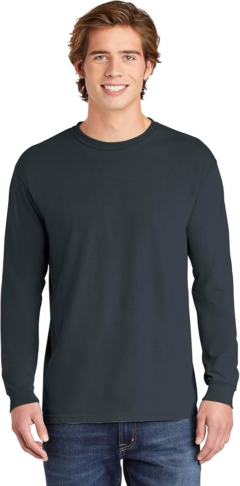 Comfort Colors Men's Adult Long Sleeve Tee, Style 6014 (Small, Denim)